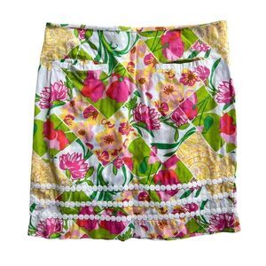 Lilly Pulitzer Fields Forever Floral Roslyn Skirt Size 8 Mini Spring Garden Line